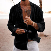 Breathable and lightweight men's summer shirt made of cotton – Francesco-Black-S-State of Style