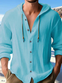 Breathable & Lightweight Linen Hooded Shirt for Men – Malik-White-S-State of Style