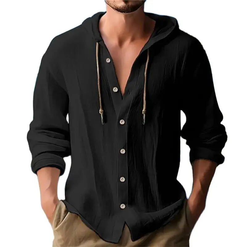 Breathable & Lightweight Linen Hooded Shirt for Men – Malik-White-S-State of Style