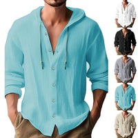 Breathable & Lightweight Linen Hooded Shirt for Men – Malik-White-S-State of Style