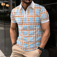 Breathable Striped Polo Shirt in English-Inspired Oversized Fit-Blue B-2XL-State of Style