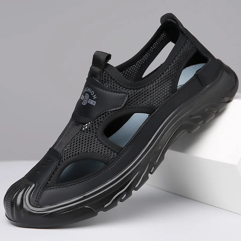 Breathable & Stylish Mesh Sandals for Men - Leon-Black-6-State of Style