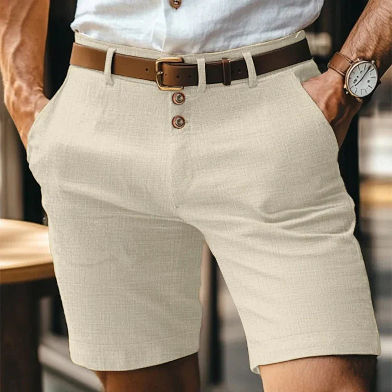 Breathable & Vintage Slim-Fit Summer Shorts for Men – Lennart-Khaki-S-State of Style