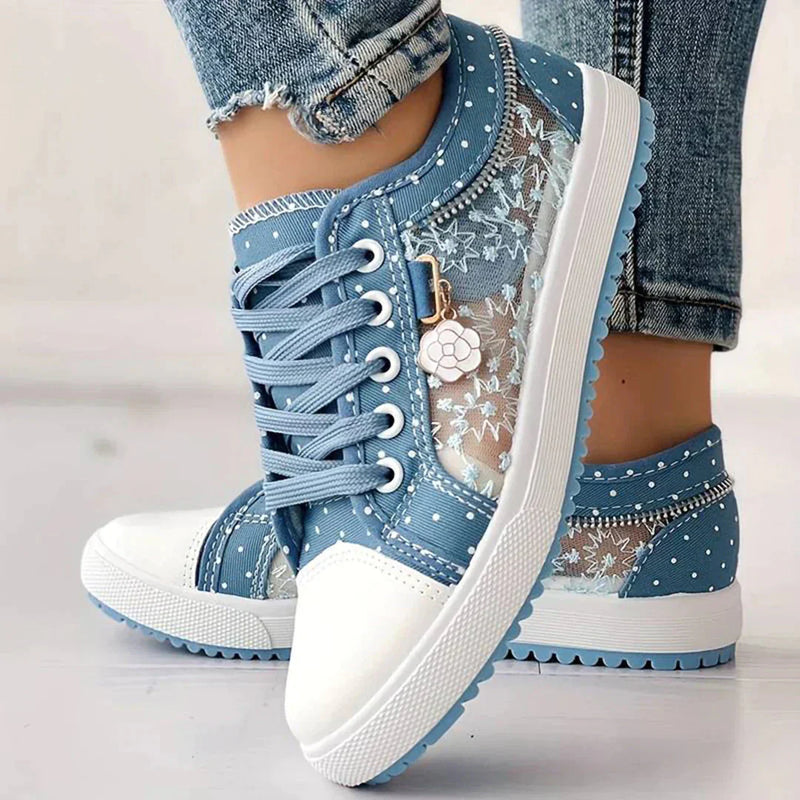 Breathable Women's Canvas Sneakers with Floral Lace – Celina-3-State of Style