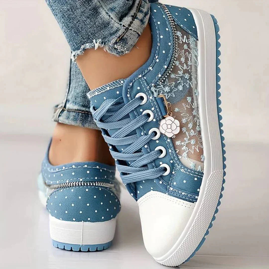 Breathable Women's Canvas Sneakers with Floral Lace – Celina-3-State of Style