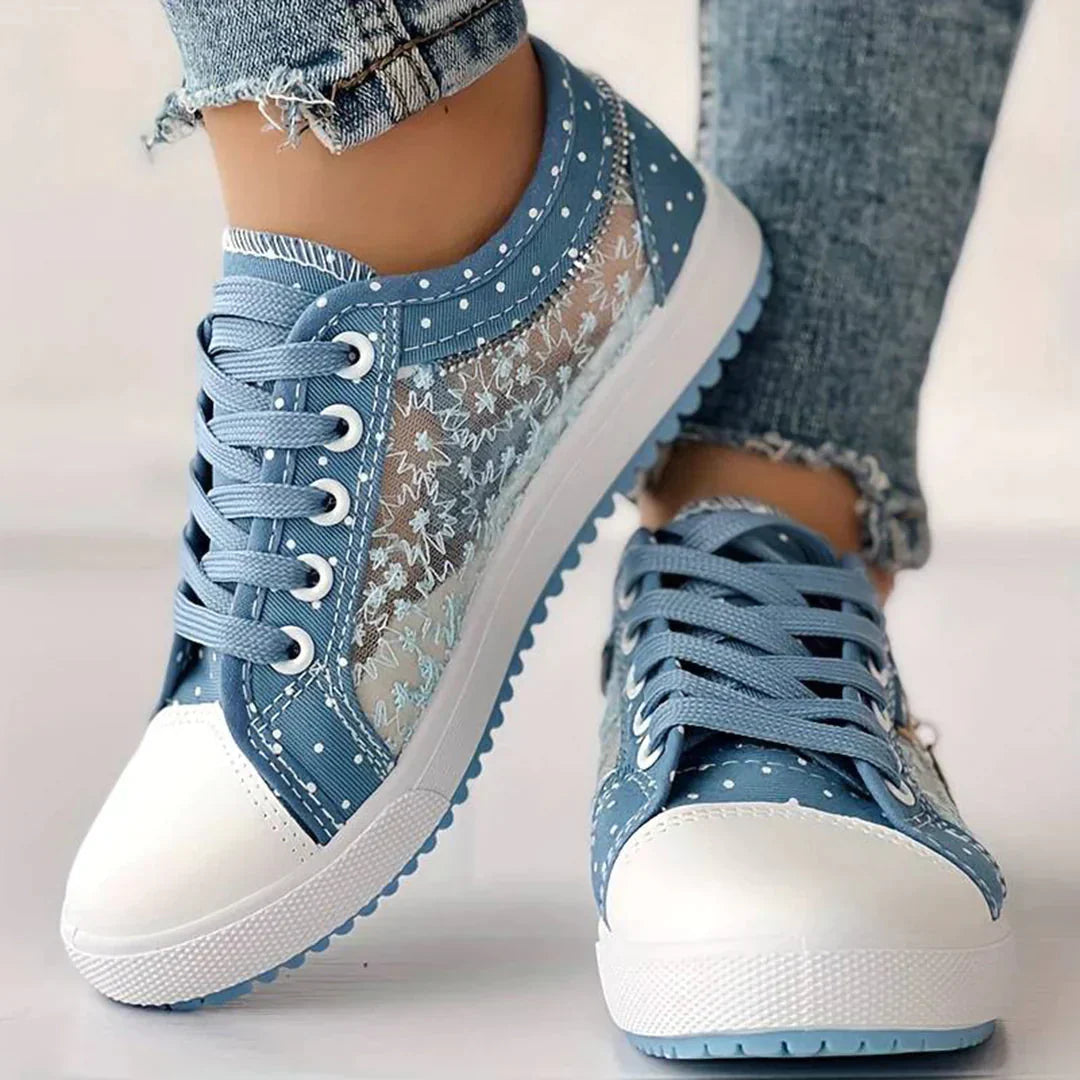 Breathable Women's Canvas Sneakers with Floral Lace – Celina-3-State of Style