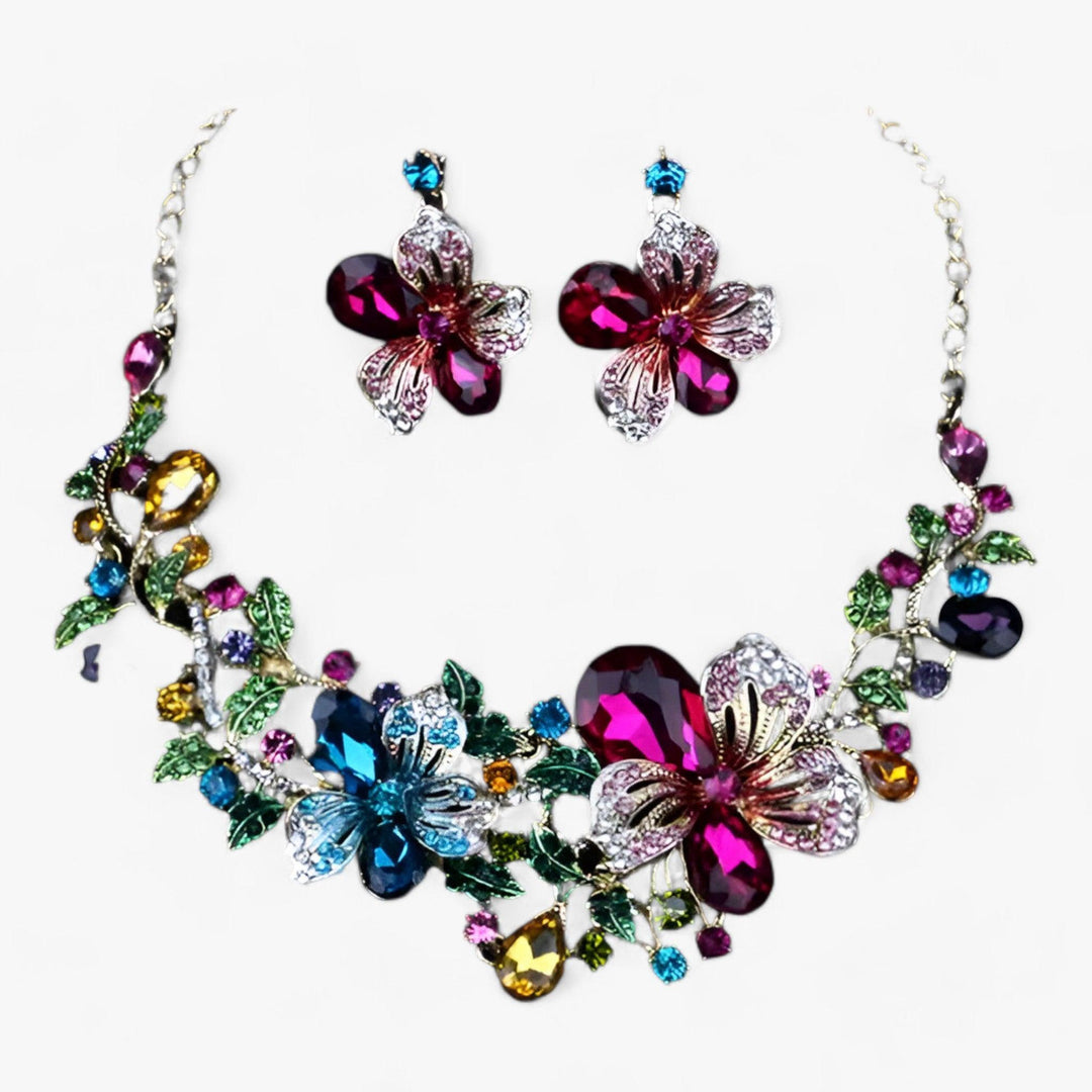 Bridal jewellery set with Enamel Flowers - Fleur-Mixed-State of Style