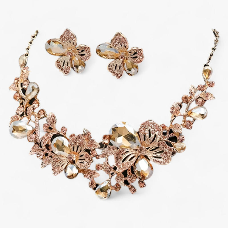 Bridal Jewelry Set with Enamel Flowers - Fleur-Mixed-State of Style