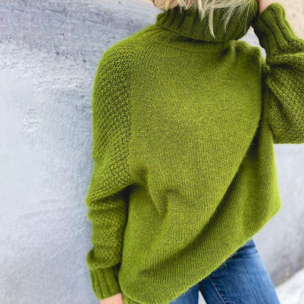 Bright Green, Oversized Knitted Turtleneck Sweater - AutumnGleam-S (36/38)-State of Style