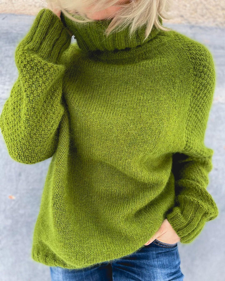 Bright Green, Oversized Knitted Turtleneck Sweater - AutumnGleam-S (36/38)-State of Style