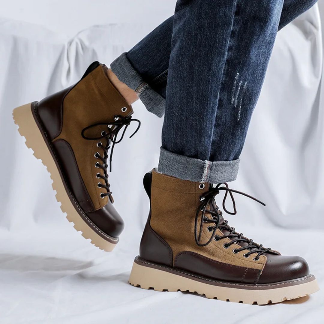 British Retro Leather Boots Leon – Stylish & Comfortable Fit-Beige-5.0-State of Style