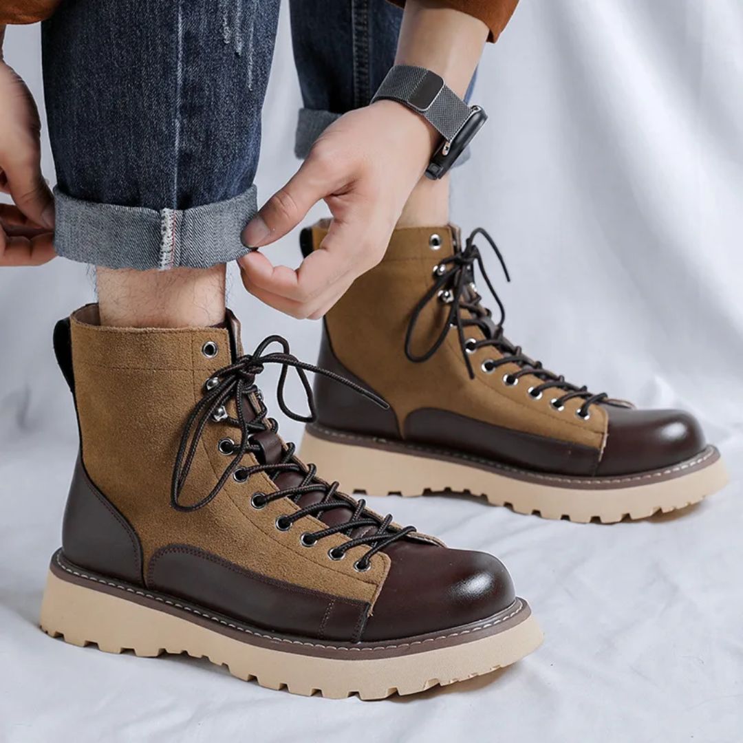 British Retro Leather Boots Leon – Stylish & Comfortable Fit-Beige-5.0-State of Style