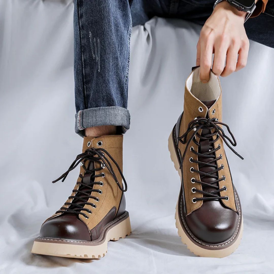 British Retro Leather Boots Leon – Stylish & Comfortable Fit-Beige-5.0-State of Style