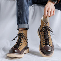 British Retro Leather Boots Leon – Stylish & Comfortable Fit-Beige-5.0-State of Style