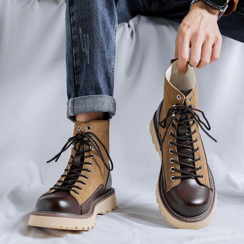 British Retro Leather Boots Leon – Stylish & Comfortable Fit-Beige-5.0-State of Style