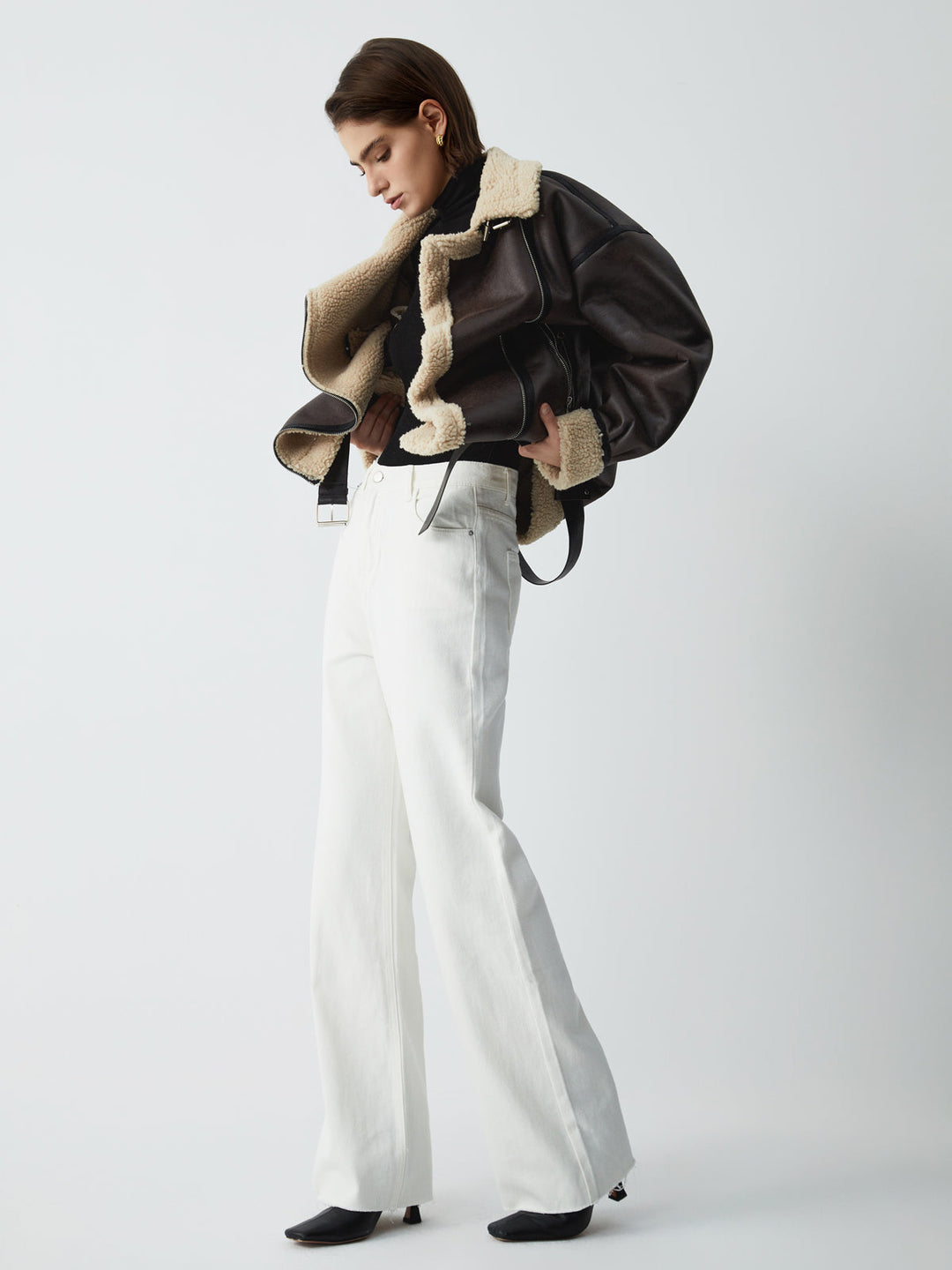 Brown Leather Flight Jacket for Women - Mila-XS-State of Style