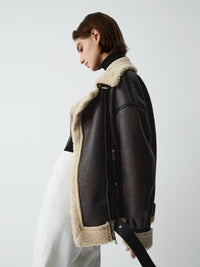 Brown Leather Flight Jacket for Women - Mila-XS-State of Style