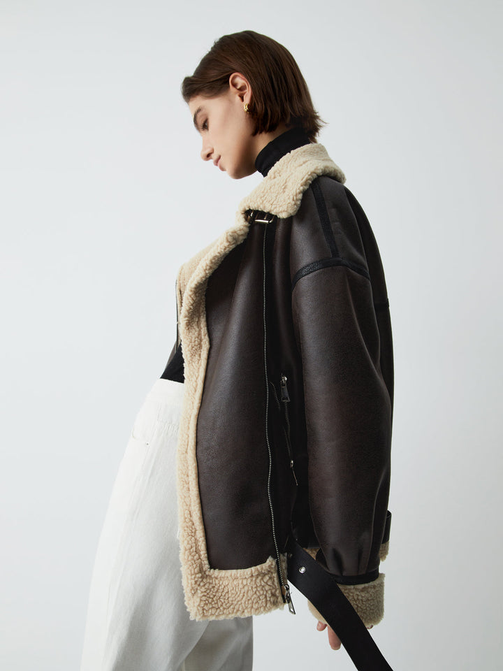 Brown Leather Flight Jacket for Women - Mila-XS-State of Style
