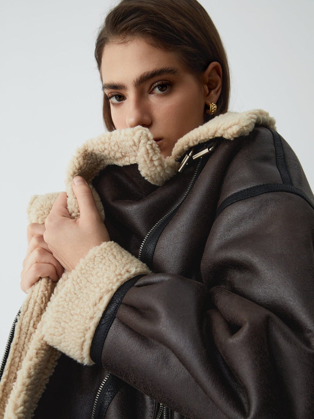 Brown Leather Flight Jacket for Women - Mila-XS-State of Style