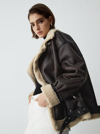 Brown Leather Flight Jacket for Women - Mila-XS-State of Style