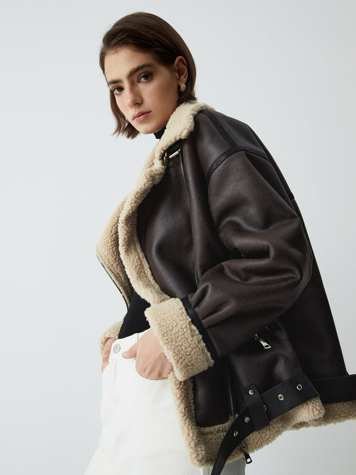 Brown Leather Flight Jacket for Women - Mila-XS-State of Style