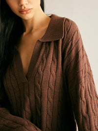 Brown V-Neck Jumper for Women - Sienna-XS-State of Style