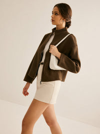 Brown Zipper Jacket for Women - Elena-XS-State of Style