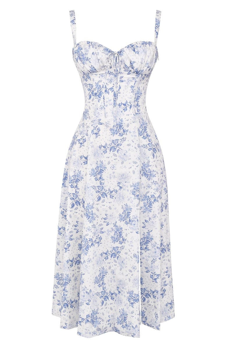 Bustier Summer Dress with Waist Shaper - Isabella-Knee length - 1 layer-Blue Flowers-XS-State of Style