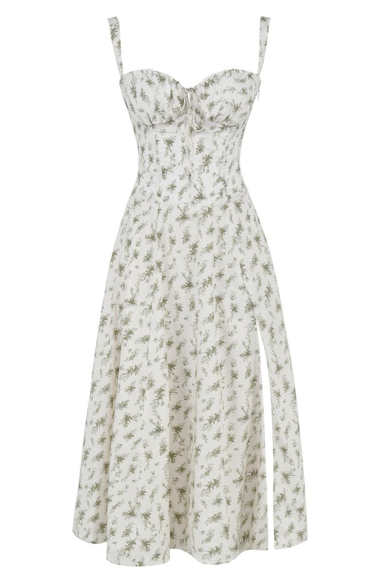 Bustier Summer Dress with Waist Shaper - Isabella-Knee length - 1 layer-Green Flowers-XS-State of Style