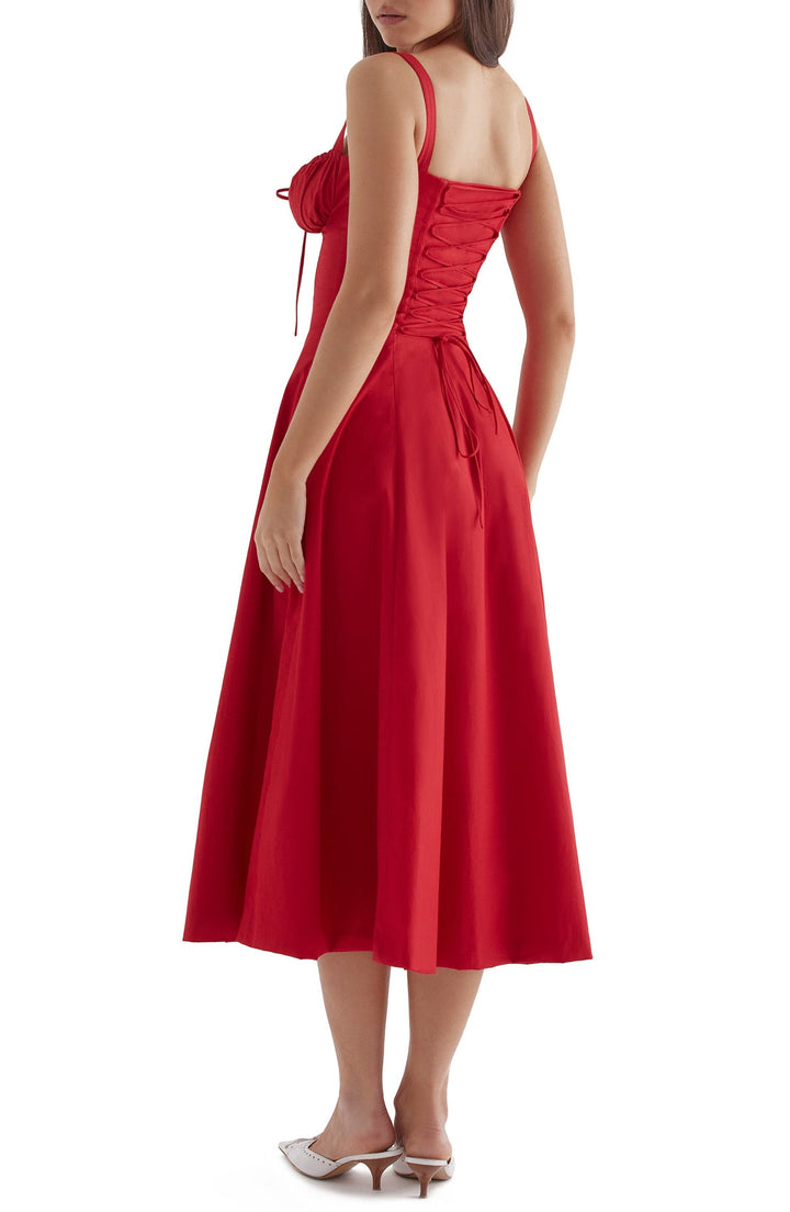 Bustier Summer Dress with Waist Shaper - Isabella-Knee length - 1 layer-Pink Flowers-XS-State of Style