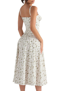 Bustier Summer Dress with Waist Shaper - Isabella-Knee length - 1 layer-Pink Flowers-XS-State of Style