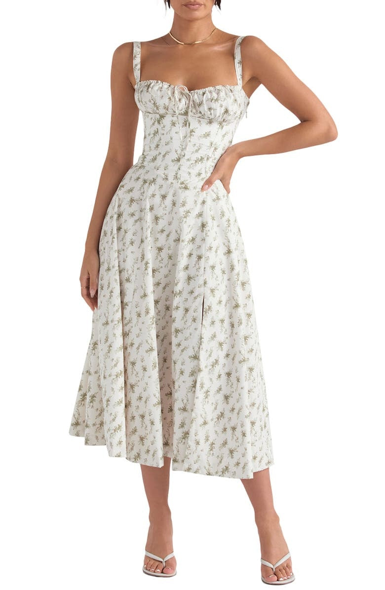 Bustier Summer Dress with Waist Shaper - Isabella-Knee length - 1 layer-Pink Flowers-XS-State of Style