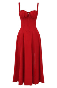 Bustier Summer Dress with Waist Shaper - Isabella-Knee length - 1 layer-Red-XS-State of Style