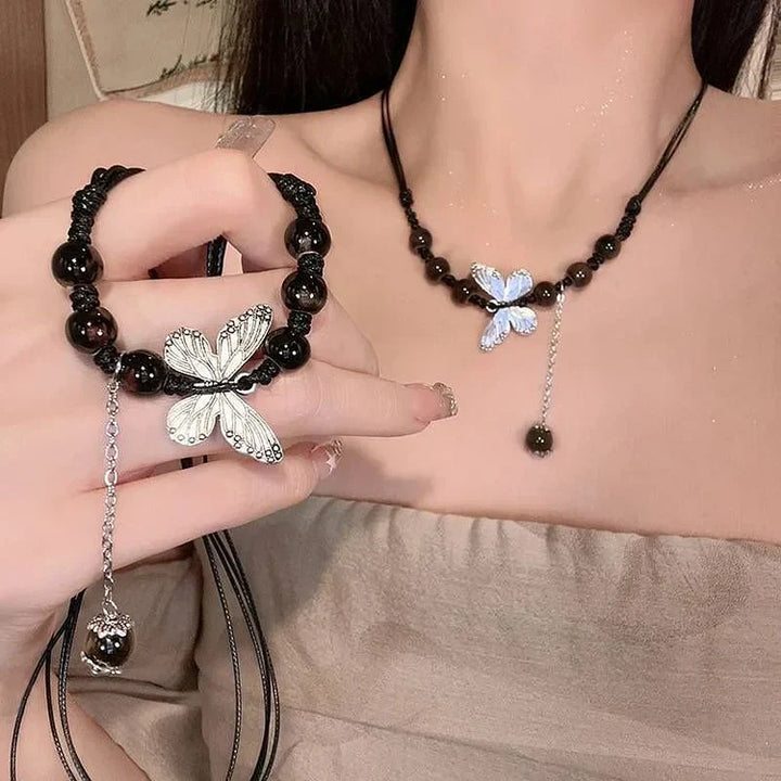 Butterfly and Pearl Necklace - Aurora-Colored-State of Style