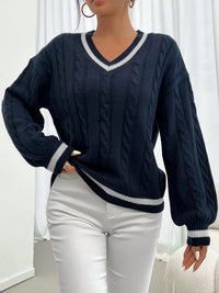 Cable Knit Sweater with Delicate Details - Aurora-Blue-S-State of Style