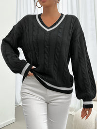 Cable Knit Sweater with Delicate Details - Aurora-Blue-S-State of Style