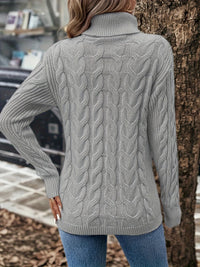 Cable-Knit Women's Turtleneck Sweater - Sophia-Light Pink-S-State of Style
