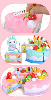 Plastic toy cake for children to count, slice and decorate.