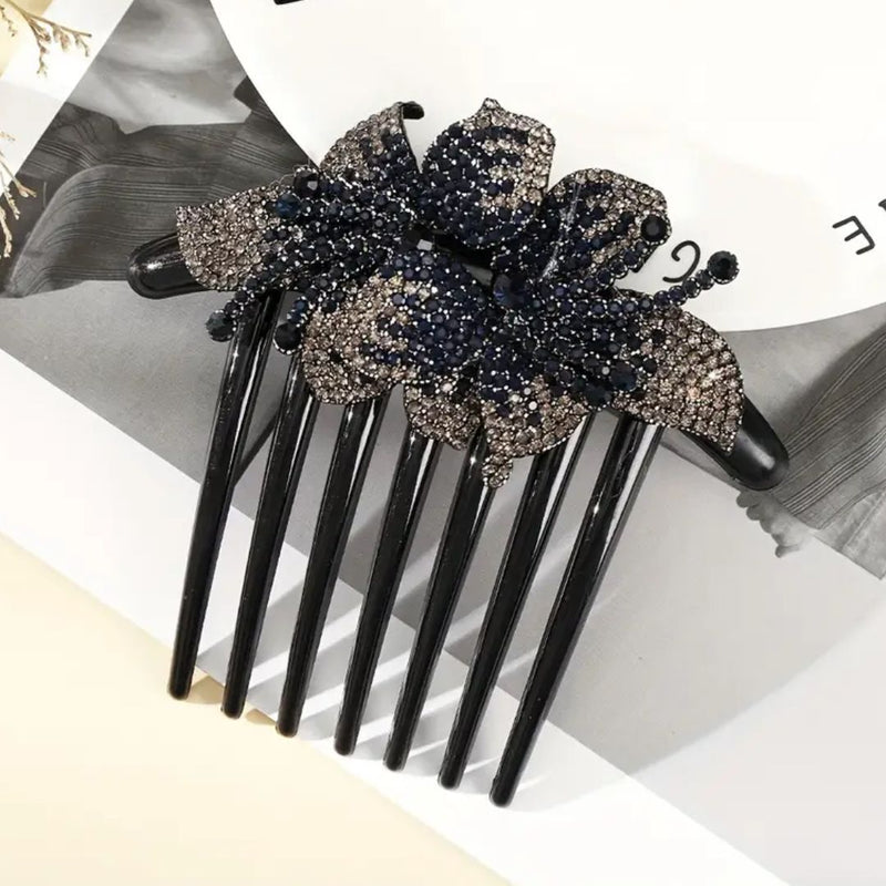 Calista Traditional Hair Accessory – Handmade Rhinestone Bridal Hairpiece-Black-State of Style