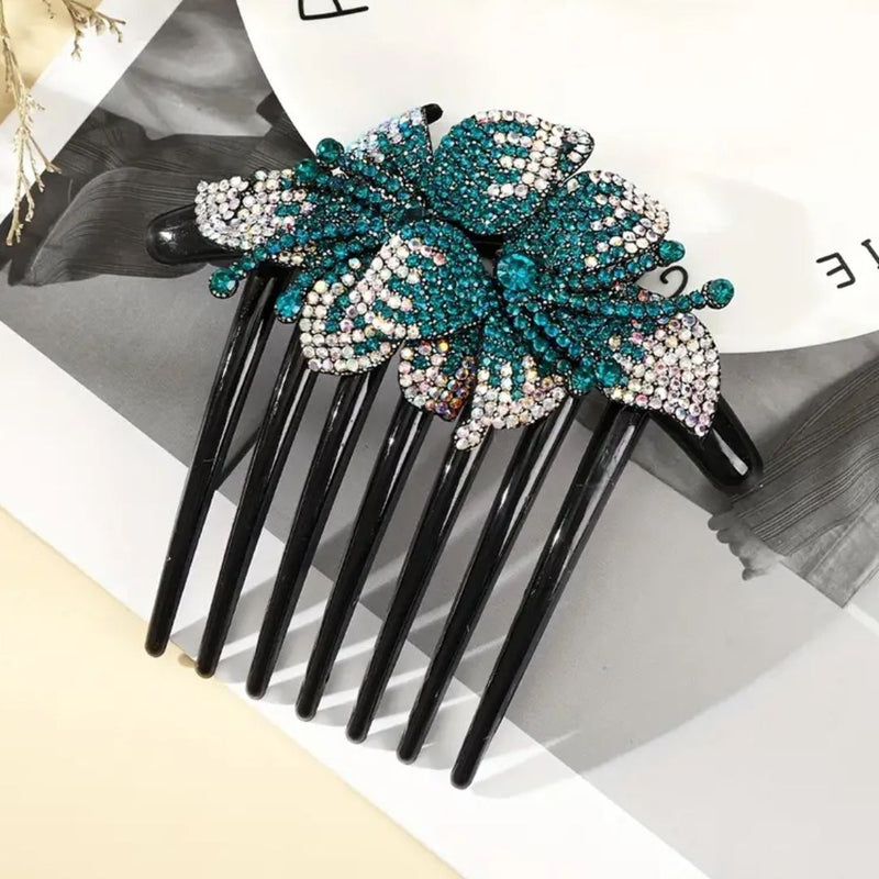Calista Traditional Hair Accessory – Handmade Rhinestone Bridal Hairpiece-Blue-State of Style