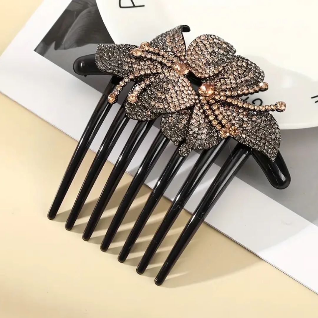 Calista Traditional Hair Accessory – Handmade Rhinestone Bridal Hairpiece-Brown-State of Style