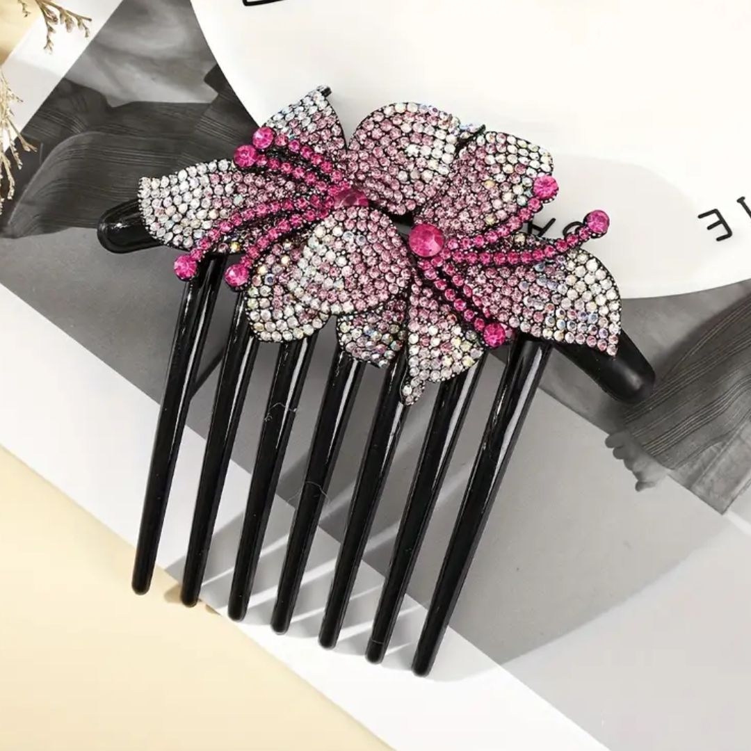 Calista Traditional Hair Accessory – Handmade Rhinestone Bridal Hairpiece-Pink-State of Style