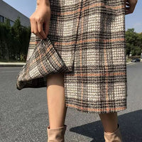 Camilla Traditional Skirt – Elegant A-Line Checkered Maxi Skirt-Grey-L-State of Style