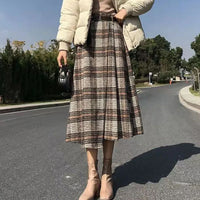 Camilla Traditional Skirt – Elegant A-Line Checkered Maxi Skirt-Grey-L-State of Style