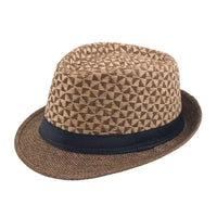 Carlos Traditional Hat – Vintage Checkered Straw Fedora-Khaki-State of Style