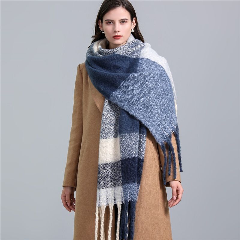 Carmie Checked Scarf – A Stylish Winter Essential-Blue-State of Style