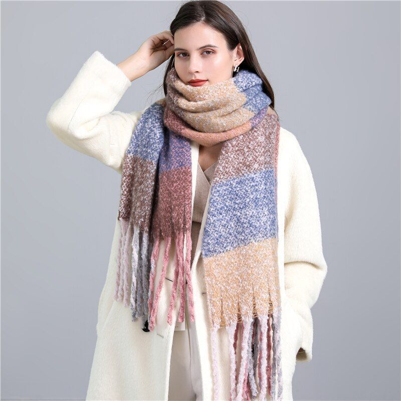 Carmie Checked Scarf – A Stylish Winter Essential-Sky Blue-State of Style