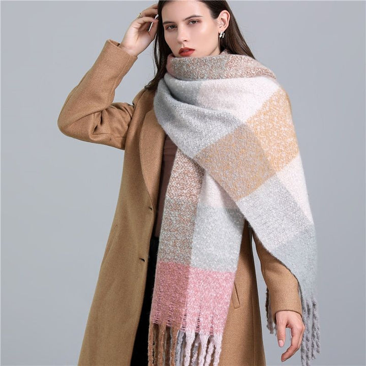 Carmie Checked Scarf – A Stylish Winter Essential-Sky Blue-State of Style