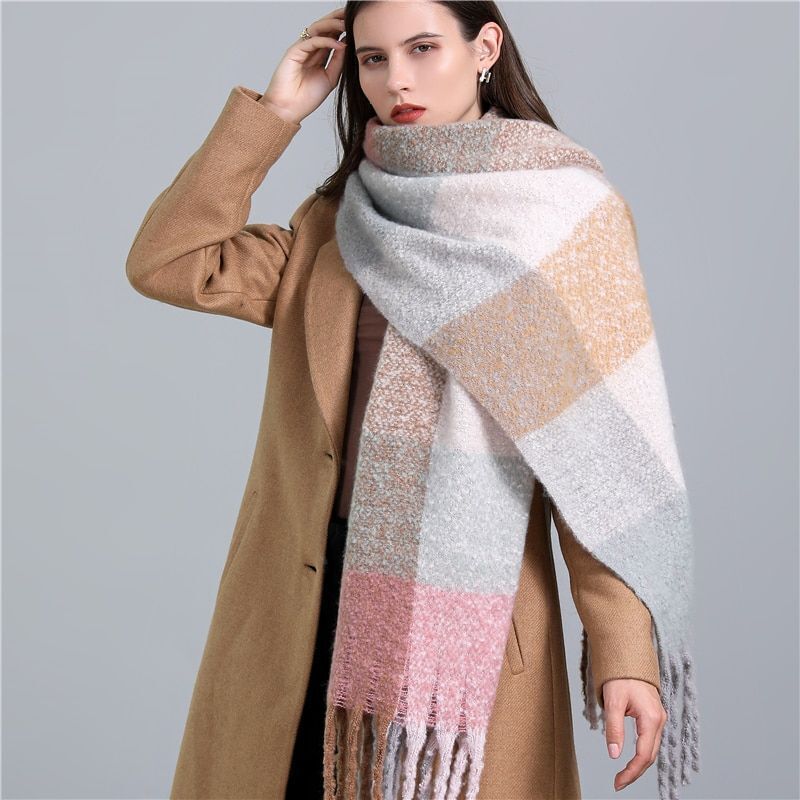 Carmie Checked Scarf – A Stylish Winter Essential-Sky Blue-State of Style