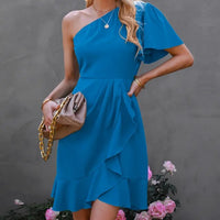 CarterDress | Elegant One-Shoulder Dress for Women-Blue-S-State of Style